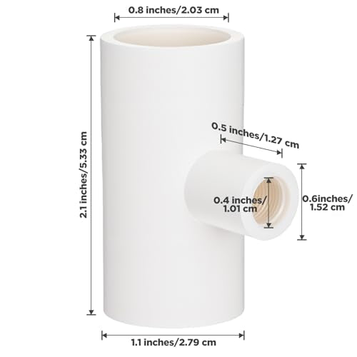 50 Pack PVC Tee Fittings for Chicken Waterer - Threaded Connectors for Poultry Nipples, Automatic Chicken Water Drinker Cups and Feeder Systems, Durable & Leak-Proof (White)