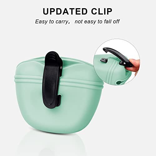 Left&Right Dog Clicker Training Kit,Silicone Dog Training Treat Pouch and Dog Clickers,Dog Treat Bag with Clicker Training for Dogs,Pet Treat Bag with Magnetic Buckle Closing and Waist Clip,Egg Green - color: Egg Green