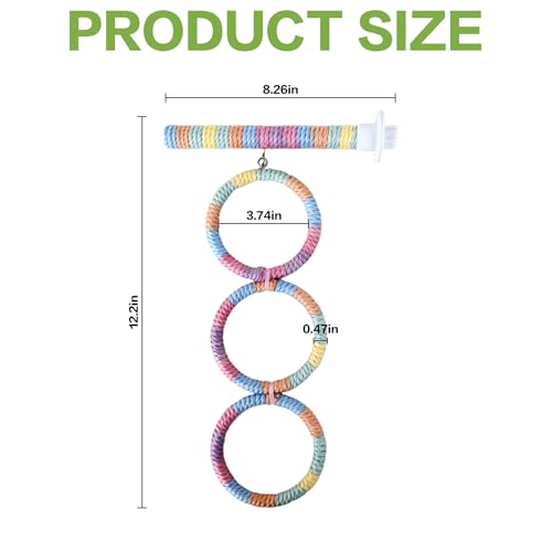 3-Ring Bird Swing Toy,Bird Swing for Cage,Hanging Bird Rope Perch Toy,for Parakeets, Lovebirds, Cockatiels, Sugar Glider Toys and Cage Accessories(GDcolor) - color: GDcolor