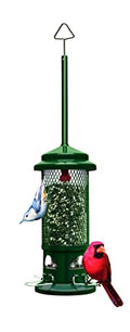 Squirrel Buster Standard Squirrel-proof Bird Feeder w/4 Metal Perches, 1.3-pound Seed Capacity, garden green | Four metal perches, weight-triggered closure, chew-proof design, easy cleaning