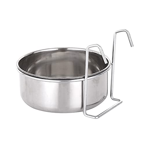 Youngy Dog Kennel Bowl Stainless Steel Hanging Food Water Bowl Crate Cup Pet Cage Bowls with Hanger for Bird Small Animals Stainless Steel Bowls Hanging