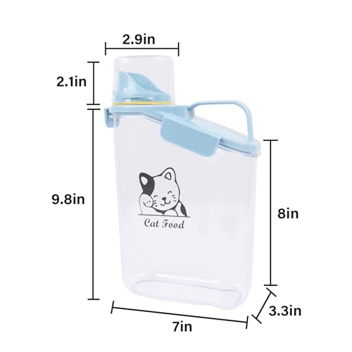 Airtight Dog & Cat Food Container - Measuring Cup/Pour Spout - Portable, Transparent - Blue - color: BLUE CAT