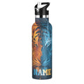 Custom Name Tigers Face Water Bottle for Men Women Personalized Text Insulated ‌Stainless Steel Water Bottle with Straw Lid for School Sport 20 Oz - color: custom tigers face