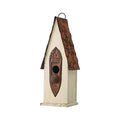 Glitzhome 13.25" Hanging Birdhouse for Outside, Washed White Distressed Solid Wood - Spring Ready Nesting Box & Christmas Garden Gift Idea