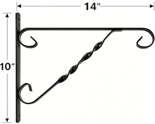 AMAGABELI GARDEN & HOME 2 Pack Hanging Plant Brackets Outdoor 14" Metal Fence Wall Plant Hanger Hooks for Hanging Flower Bird Feeders Lanterns Wind Chimes Rust-Resistant Black - size: 14 Inch, style: 2-Pack Twist Hook 1
