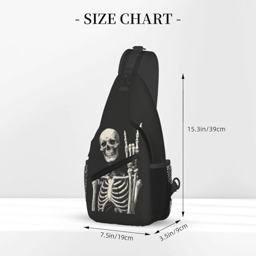 Skull Sling Bag for Women, Crossbody Bag Funny Skeleton Sling Backpack for Men, Casual Shoulder Bags Lightweight Gym Outdoor Sports Travel Hiking Fishing Daypack - color: Skull