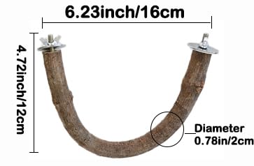 2Pcs 6.2inch Parrot Bird Natural Wood Stand Perch Swing U Shape Stick Bird Perches Bird Cage Toy for for Small to Regular Size Birds - size: 2X6.2inch