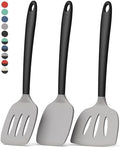 Coukre 3 Pack Silicone Spatula Set, Heat Resistant to 500°F, BPA-Free | Fish Spatula, Solid & Slotted Turners, Dishwasher Safe, Spatula Set for Eggs, Pancakes, Fish & Burgers, GrayBlack - color: GrayBlack