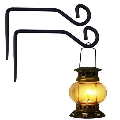 2 Pack Heavy Duty Metal Plant Hanger Wall Hooks – Indoor and Outdoor, Holds Up to 40 lb, for Hanging Plants, Lanterns, Bird Feeders – （6IN Black） - color: Black, size: 6 IN-Curved Hook