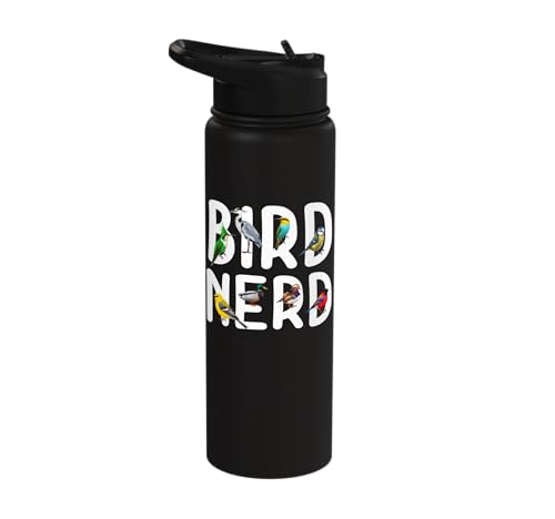 Funny Bird Nerd Colorful Birdwatcher Geek Ornithologist Stainless Steel Insulated Water Bottle