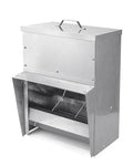 Galvanized Chicken Feeder - 25Lbs Outdoor Waterproof Metal Feeder with Lid, Coop Food Dispenser No Waste for Chicken, Haning or Stand