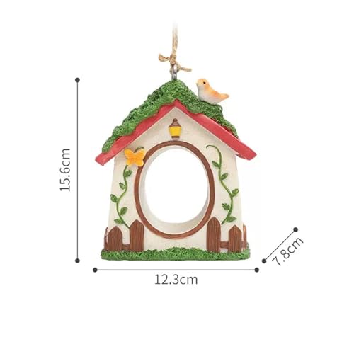 Bird Feeder House,Outdoor Hanging Bird's Nest, Hummingbird Houses,Wooden Fence Design, Butterfly and Bird Accents,Outdoor Hanging Design (Tengman Pattern) - style: Tengman pattern