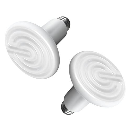 Simple Deluxe 100W Reptile Heat Lamp Bulb No Light Ceramic Heat Emitter Brooder Coop Heater for Amphibian Pet & Incubating Chicken, Snake, Lizard, Spider, 2-Pack,White - size: 2 Pack, style: White