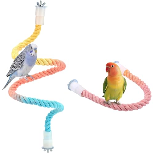Mogoko 2Pcs Bird Rope Perches Cage Accessories for Parrots Cockatiels Parakeets Budgie, Perch Climbing Toy for Birds