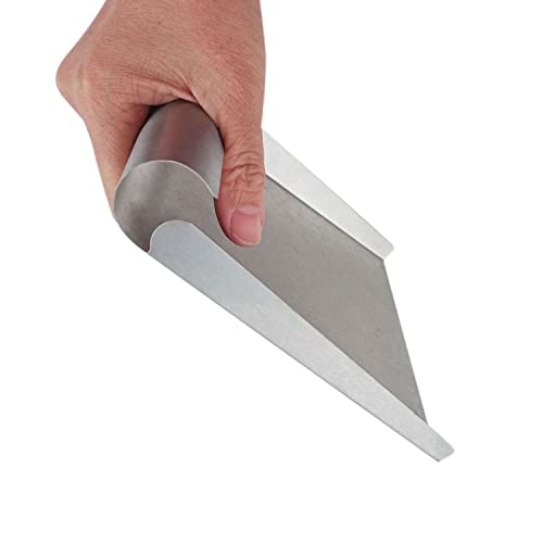 5.9 Inch Stainless Steel Food Scooper, Cutting-board Scraper | One-Piece Metal Ice Scooper, Cast Square Food Scoop with Sides, Flour Utility Scoop with Multi-Purpose Use, Silver