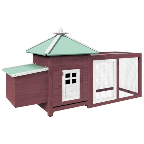 Large Chicken Coop with Nesting Box and Run, Solid Firwood Outdoor Poultry House for Backyard Hens, Rectangular Wooden Hutch with Easy Access Roof, Mocha Brown - color: Brown-A