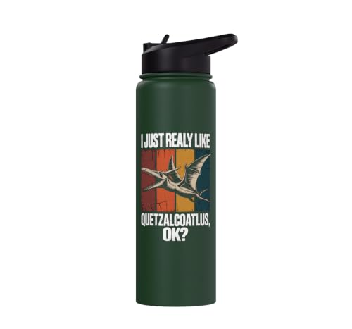 Really Like Quetzalcoatlus Bird Flying Dinosaur Kids Trex Stainless Steel Insulated Water Bottle - color: Dark Green