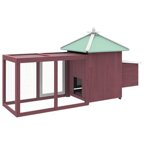Large Chicken Coop with Nesting Box and Run, Solid Firwood Outdoor Poultry House for Backyard Hens, Rectangular Wooden Hutch with Easy Access Roof, Mocha Brown - color: Brown-A