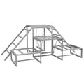 PawHut Chicken Toys for Coop, Chicken Swing Set, Chicken Coop Accessories for Poultry Run with Perches, Wood Stand, Ladder, Platforms, for 10-15 Chickens, Gray | Toys, Coop Accessories for Poultry Run, Ladder, Platforms