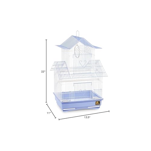 HomeStock Rustic Retreat Bird Cage with Natural Wood Accents, Durable Metal Construction, Spacious Interior, and Comfortable Features for Birds' Light Blue - color: Light Blue