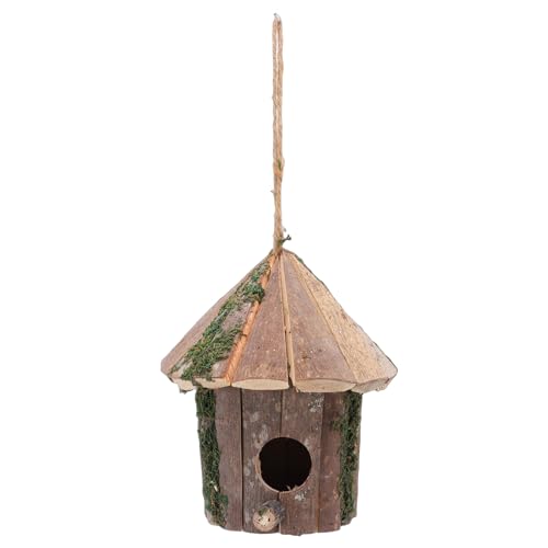 Wooden Bird House 7.09x5.12x5.51in Hanging Birdhouse with Predator Guard for Outdoor Garden Backyard Decor
