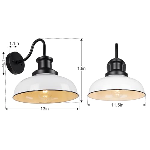 Outdoor Barn Lights, Rustic Outdoor Wall Sconces, Farmhouse Exterior Wall Mount Lights, Vintage Indoor Wall Lighting Fixtures, Industrial Lantern Lamps for Porch, Garage, Patio, Shed - color: White, size: 02RZ007-2 PACK(Not Dusk to Dawn)