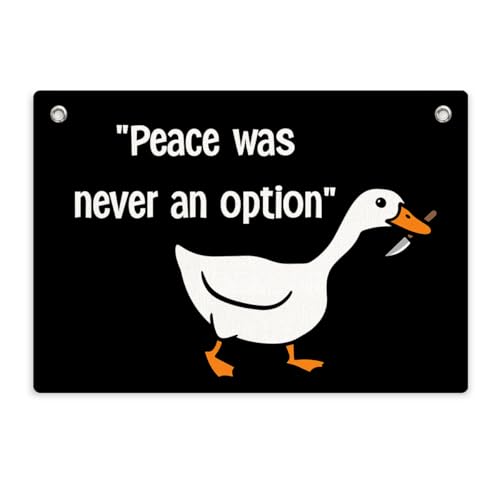 Peace Was Never An Option Goose Flag,Funny Goose Wall Flag Banner Tapestry | Indoor Outdoor Banner Wall Hanging Decor for College Dorm Room Living Room Bedroom Office Decorations 28.5 x 20 Inch - color: Multi 0662