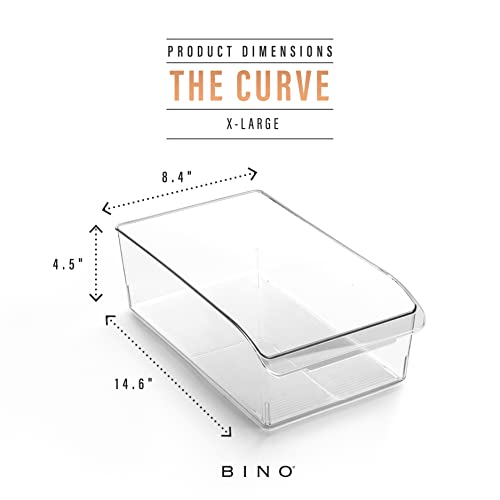BINO | Plastic Storage Bins, X-Large | THE CURVE COLLECTION | Multi-Use Organizer Bins | Built-In Handle | BPA-Free | Pantry Organization | Home Organization | Fridge and Freezer Organizer - size: X-Large