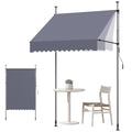 VEVOR Manual Retractable Awning, 59" x 59" Outdoor Patio Awnings Sunshade Shelter with 43"-59" Retractable Side Bar, No Drill Height Adjustable, Crank Handle for Backyard, Balcony, Dark Gray - size: 59x59 in