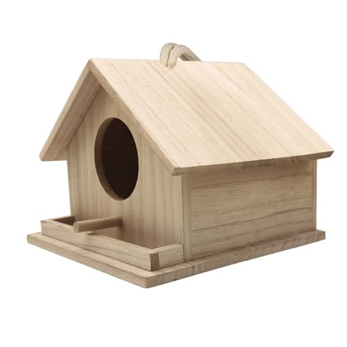 Bird Houses for Outside Bluebird Houses for Outdoors Hanging Wooden Birdhouse Hand-Painted Bird Nest Garden Patio Decor for Wren Swallow Sparrow Throstle Finch