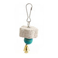 Bird Grinding Beak Stone with Bell, Mineral Lava Block, Teeth Trimming Chewing Toy for Chinchilla, Bunny, Parrot, Calcium Supplement
