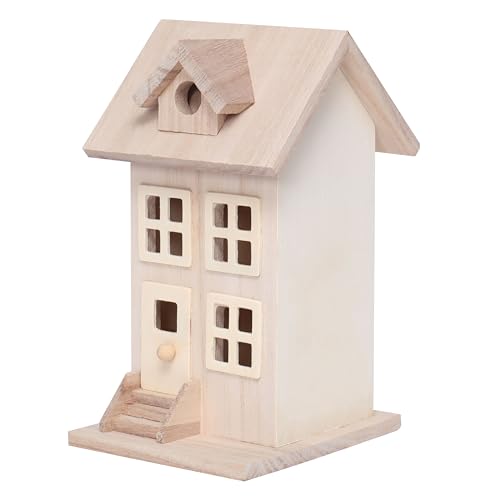 Make Market 7.5" Wooden Townhouse Birdhouse - Unfinished Birdhouse Made of 100% Wood, Outdoor Nesting Boxes - Bulk 8 Pack