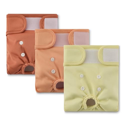 Amazon Basics Reusable Washable Dog Diapers, Highly Absorbent, Female, Small, 3-Pack, for Senior Pets, Incontinence, Fertility Cycles - size: S