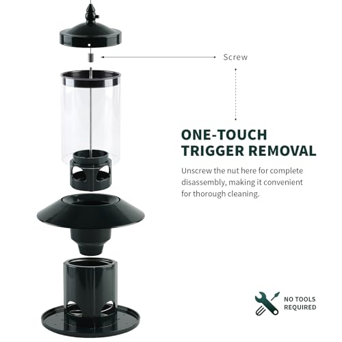Squirrel-Proof Bird Feeder for Outdoor Wild Bird - color: 15"H Dark Green