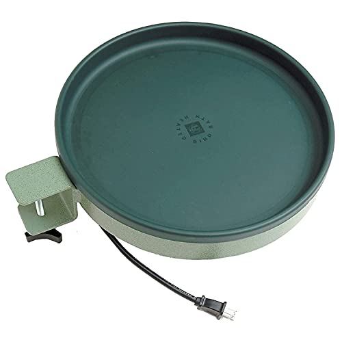 Farm Innovators Heated Bird Bath, 1 Quart Capacity, Outdoor Decor Shallow Bath Tray for Birds - Birdbath with Deck, Clamp, and Ground Mount Options | Thermostatically controlled, innovative design allows for 3 different mounting options: deck, clamp and g