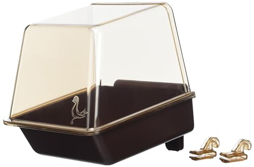 Penn-Plax Clip-On Bird Bath – Attaches to Most Birdcages – Perfect for Parakeets, Lovebirds, Parrotlets, Finches, Canaries, and Other Small Birds – Brown - size: 8 1/2" long, 5" tall, 5" wide.