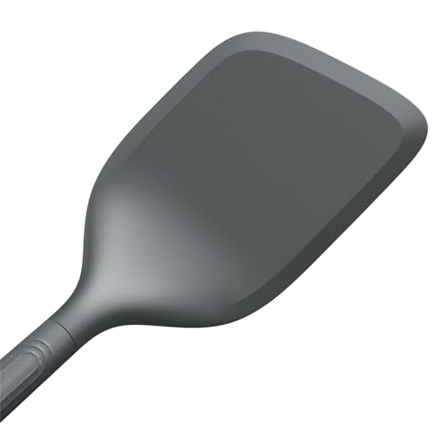 Zyliss E980233 Angled Cooking Turner, Sustainable Wheatstraw/Nylon, Spatula for Cooking, Non Stick, Heat Resistant Head, Beluga Grey, 11.6" x 2.3", Dishwasher Safe, 5 Year Guarantee | Sustainable Wheatstraw Handle and Heat Resistant Head Kitchen Turner fo