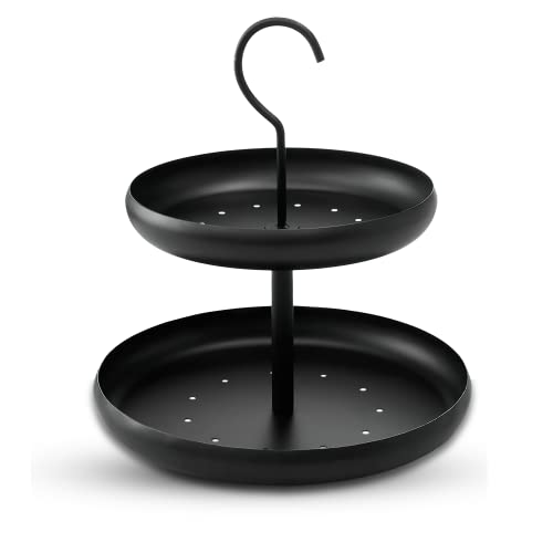 Monarch Abode Hanging Bird Feeder for Outdoors – Hanging Birdfeeder with Two Levels for Wild Birds, Matte Black Two-Tier Metal Decorative Wild Bird Feeder for Outside Garden Patio Deck Yard - color: Black, style: Two-Tier Bird Feeder