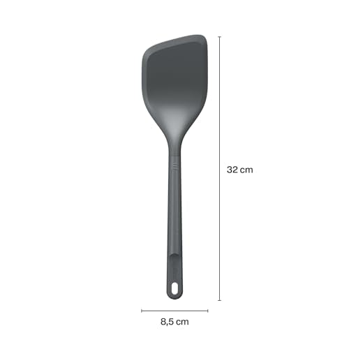 Zyliss E980233 Angled Cooking Turner, Sustainable Wheatstraw/Nylon, Spatula for Cooking, Non Stick, Heat Resistant Head, Beluga Grey, 11.6" x 2.3", Dishwasher Safe, 5 Year Guarantee | Sustainable Wheatstraw Handle and Heat Resistant Head Kitchen Turner fo