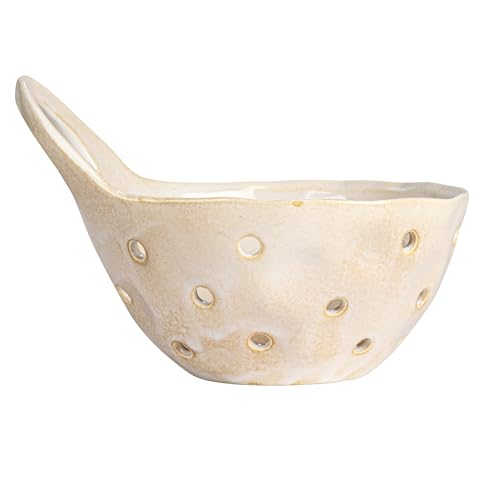Creative Co-Op Set of 2 Cream Stoneware Colanders (Pack of 4) - color: Cream, size: Large/Small (Pack of 4)
