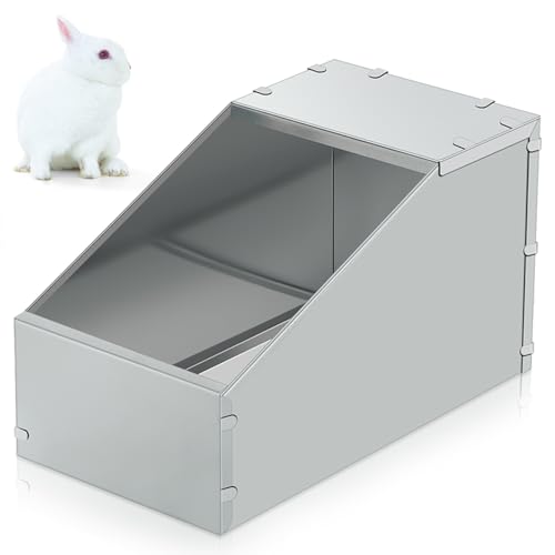 1 Pcs Galvanized Metal Rabbit Nesting Box Bunny Nest Hutch Hideout with Removable Acrylic Floor Breeding Natural Burrow Den Alternative for Rabbit Guinea Pigs Chinchillas (14.5 * 8.5 * 8 Inch) - size: 14.5"L x 8.5"W x 7.9"H