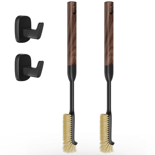 Cleaning Brush, Diveotree Hard Bristle Brush for Deep Cleaning Grout, Sink, Cup, Teapot, Bottle, Blender, Multi-Purpose Brush wih Long Handle for Kitchen (Black-2Pack) - color: Black-2pack