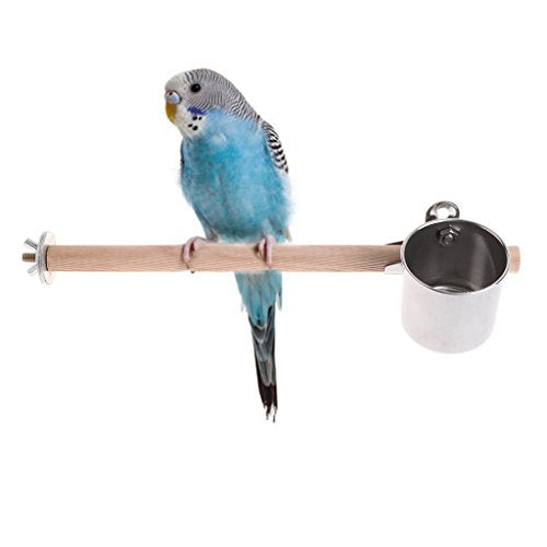 Bird Feeder Stainless Steel Bowls for Cage Parakeet Food Dish Parrot Water Cups with Clip for Canary Lovebird Bird Seed No Waste - size: Large