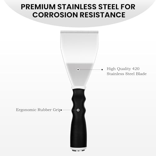 Mister Rui 3" Bent Heavy Duty Scraper, Hammer End, Pole Socket, Stainless | Heavy-duty bent scraper, 3" blade for paint removal and surface repair. Hammer end with pole socket for extension pole - color: Gray