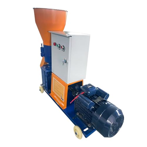 Upgraded 110V 60HZ Animal Pellet Feed Mill Machine w/3 Head Roller | w/Separate Control Box and Deepened Enlarged Feed Port, w/6 Grinding Discs 2.5/3/4/5/6/8mm, 5.5KW Copper Motor, 220-440lb/h