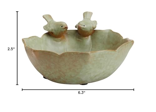 MyGift Green Ceramic 2 Bird Decorative Serving Bowl, Jewelry & Candy Tray | Charming green ceramic bowl features two decorative birds, perfect for serving treats or organizing jewelry and candy - color: Green