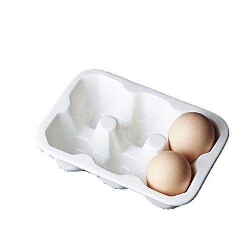Leoyoubei 6 Cups Egg Holder for Fridge,Egg Tray Holder,Pretty Ceramic Egg Plate,Kitchen Restaurant Fridge Storage and Cookable Egg Porcelain Decorative Crate White-Heat Resistant