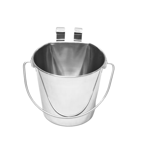 1 quart Stainless Steel Flat Sided Bucket with Dual Hooks | 0.25 gal Durable Food & Water Bowl for Dog Cat Bird & Small Animals | Fits kennel Cage Critter Crate | Hanging Utility Pet Pail - size: 1 Quart