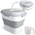 Viretec Cereal Rice Storage Containers, 20 to 50Lbs Collapsible Dry Food Dispenser Bins with Airtight Flip Lid Rolling Wheel, Kitchen Pantry to Store Sugar Flour, Dog Pet Cat Food Holder Container - color: White