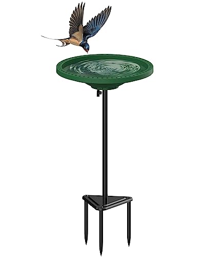 Bird Baths for Outdoors Heavy Duty, 38.5 Inch Detachable Birdbaths for The Garden Clearance, Bird Bath Bowl Spa & Birdfeeder with Metal Stake Stand for Outdoors Garden, Circle Style (Green) - color: Green